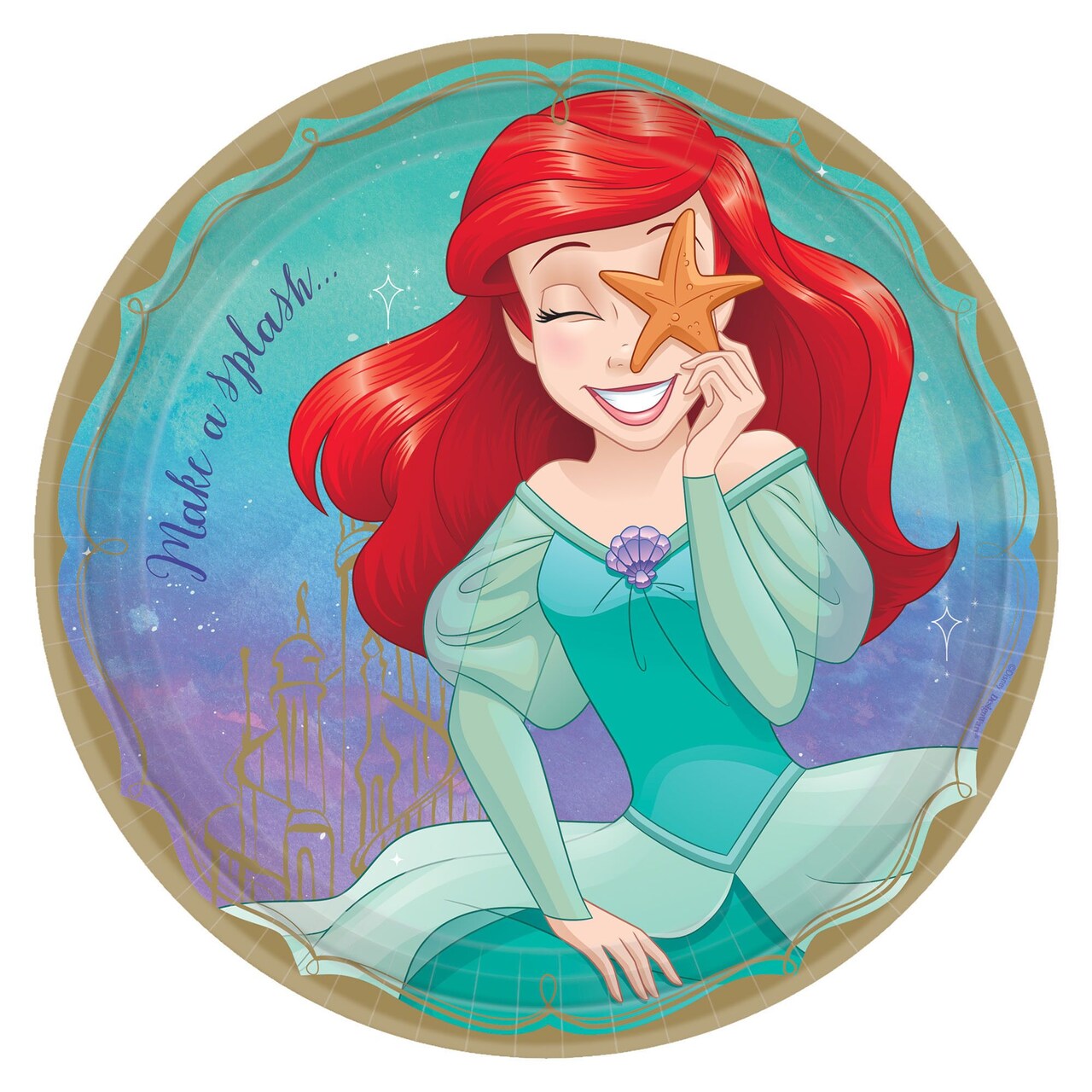 Ariel The Little Mermaid 9&#x22; Round Luncheon Plates - 8ct